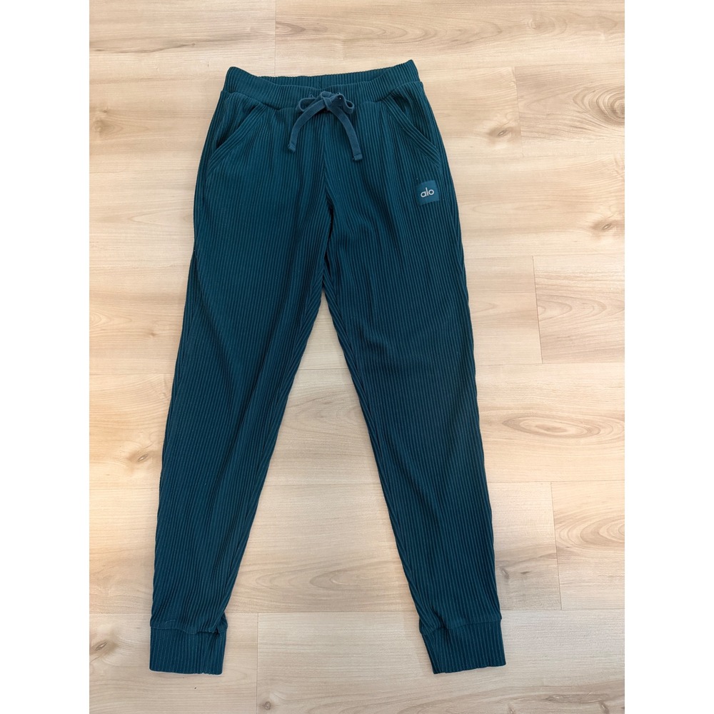 Alo Yoga Muse Ribbed Jogger Dark Green M Womens CasualLounge Pants Athleisure